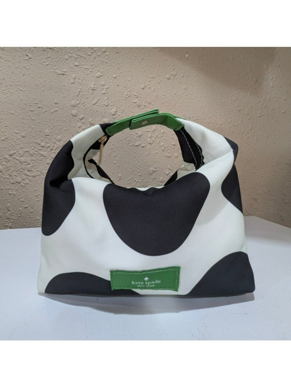 NEW Kate Spade Polka Dot Cosmetic Bag Black White Green New Without Tags